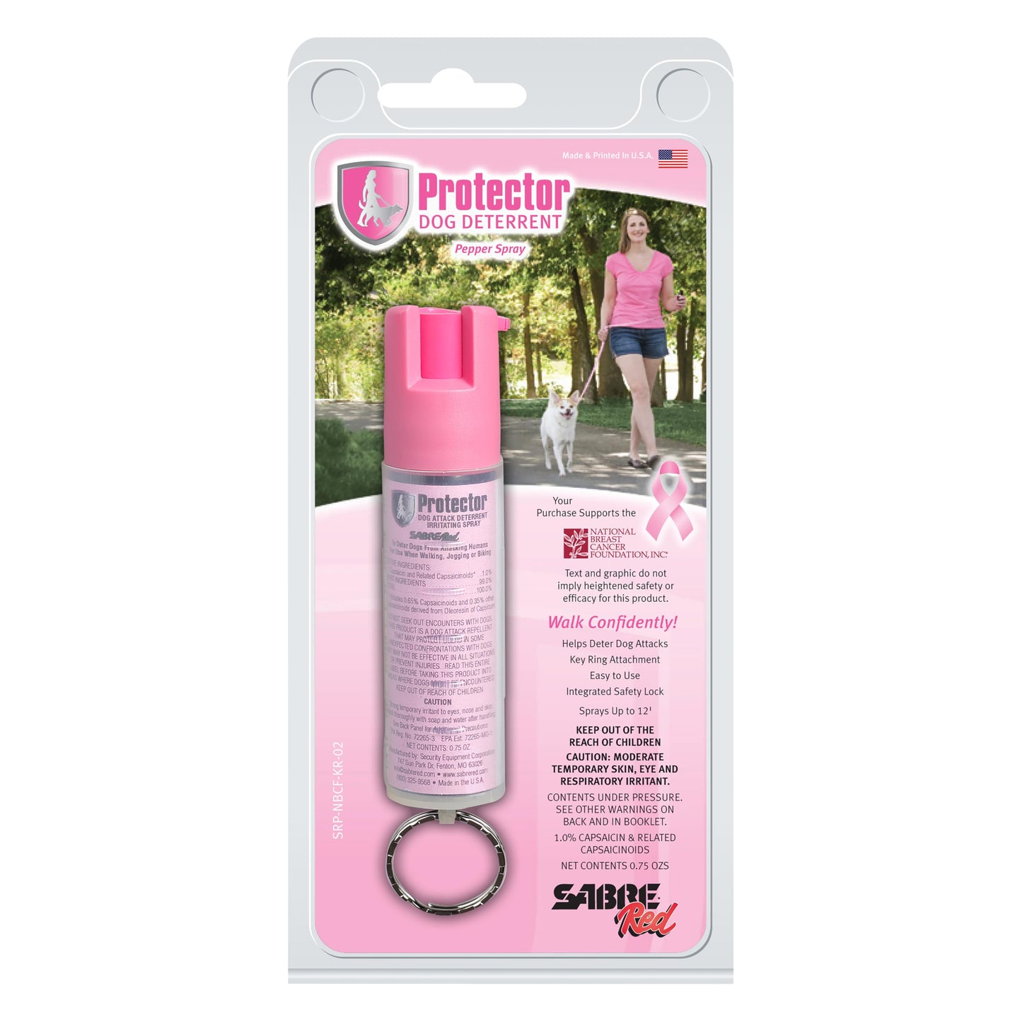 SABRE RED SABRE Protector Dog Spray with Key Ring, 14 Bursts, 12-Foot (4-Meter) Range, Humane Dog Attack Deterrent, Maximum Strength Allowed By EPA