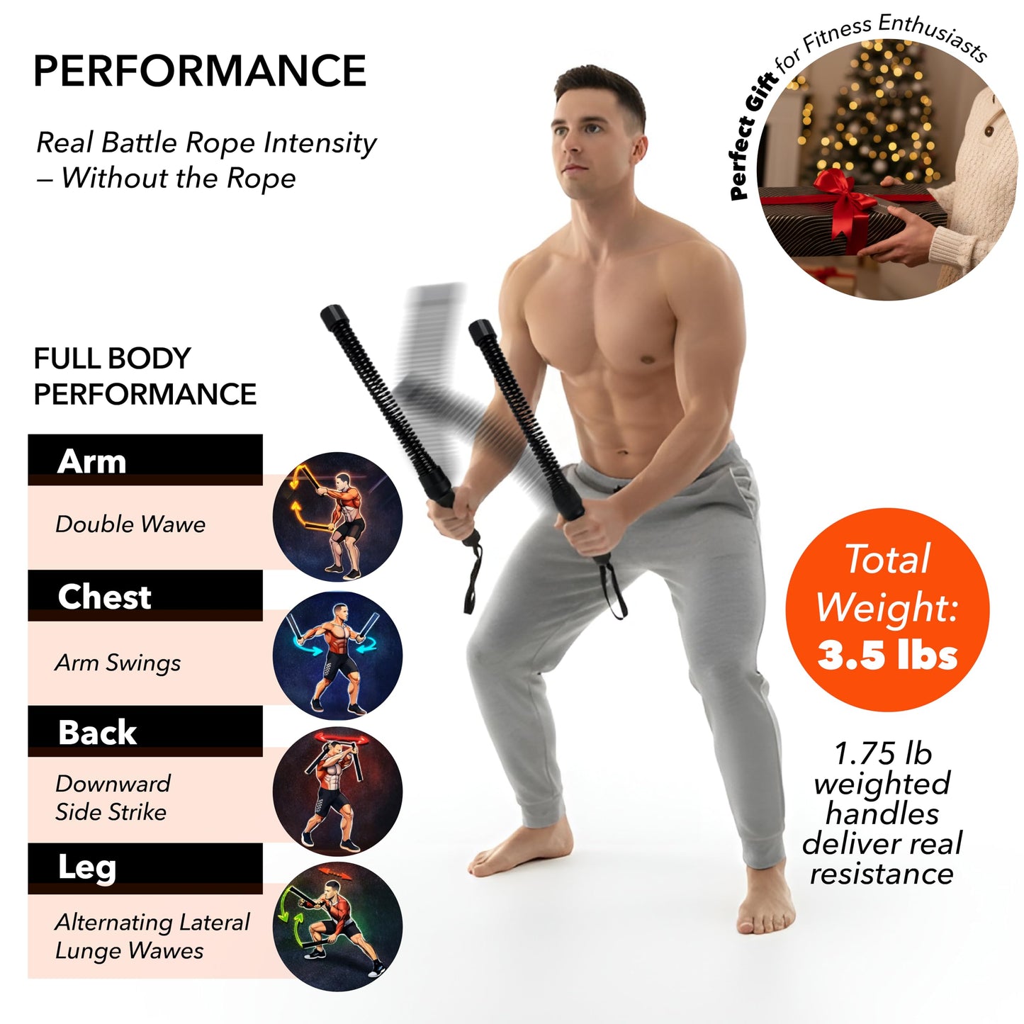 LyvoNex Ropeless Battle Ropes | Weighted Cordless Battle Rope Set for Home Workouts, HIIT Cardio & Weight Loss | Quiet Apartment Friendly Home Gym Equipment for Women and Men