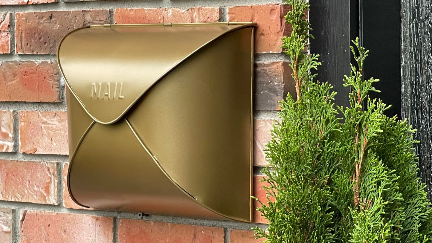 NACH Wall Mount Mailboxes for Outside, 12.5 x 5 x 10 inch Antique Brass Wall Mailboxes for Outside, Waterproof Mailboxes for Outside - Envelope Mailbox