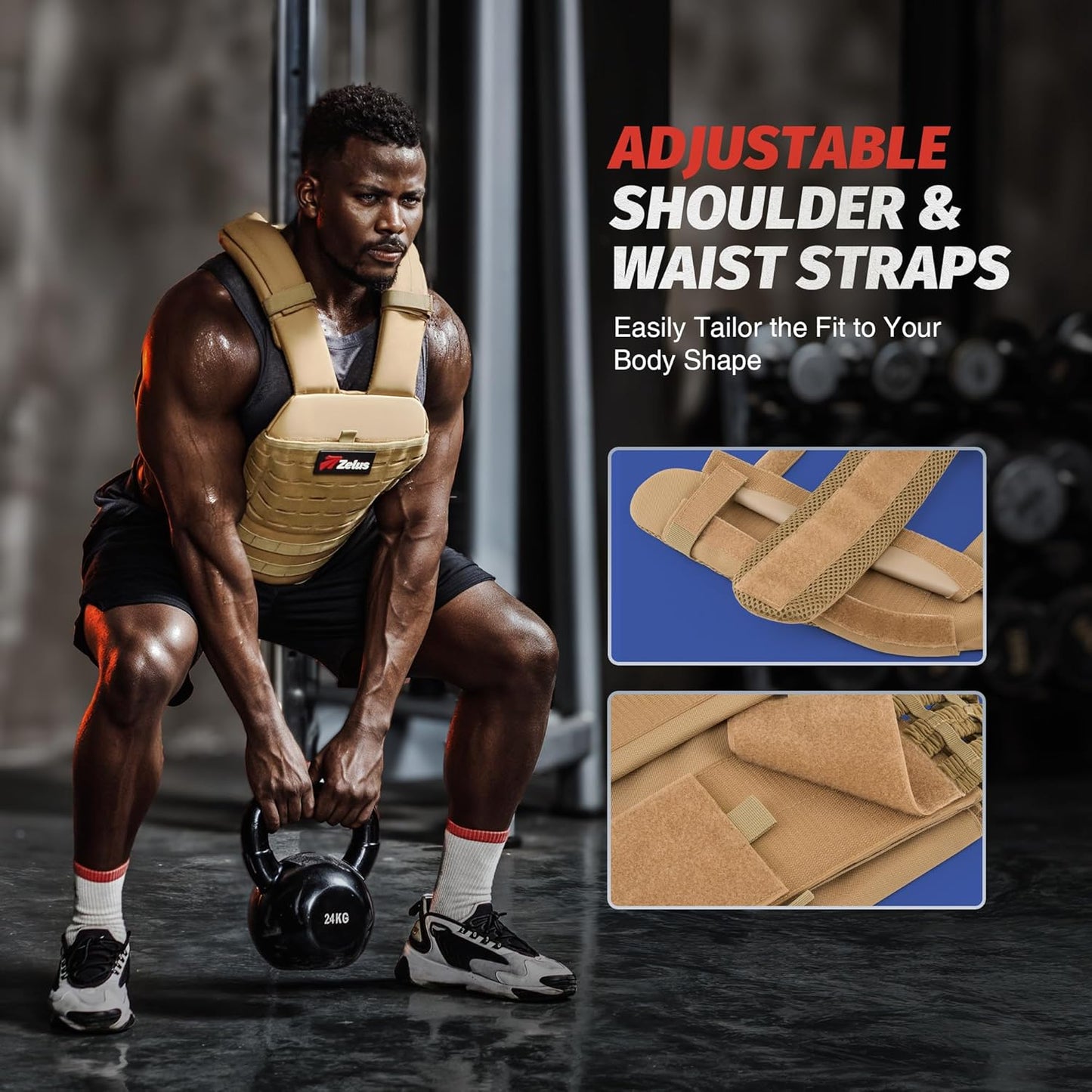 ZELUS Weighted Plate Carrier Vest - Adjustable Tactical Vest for Strength Training | Holds Up to 65lb