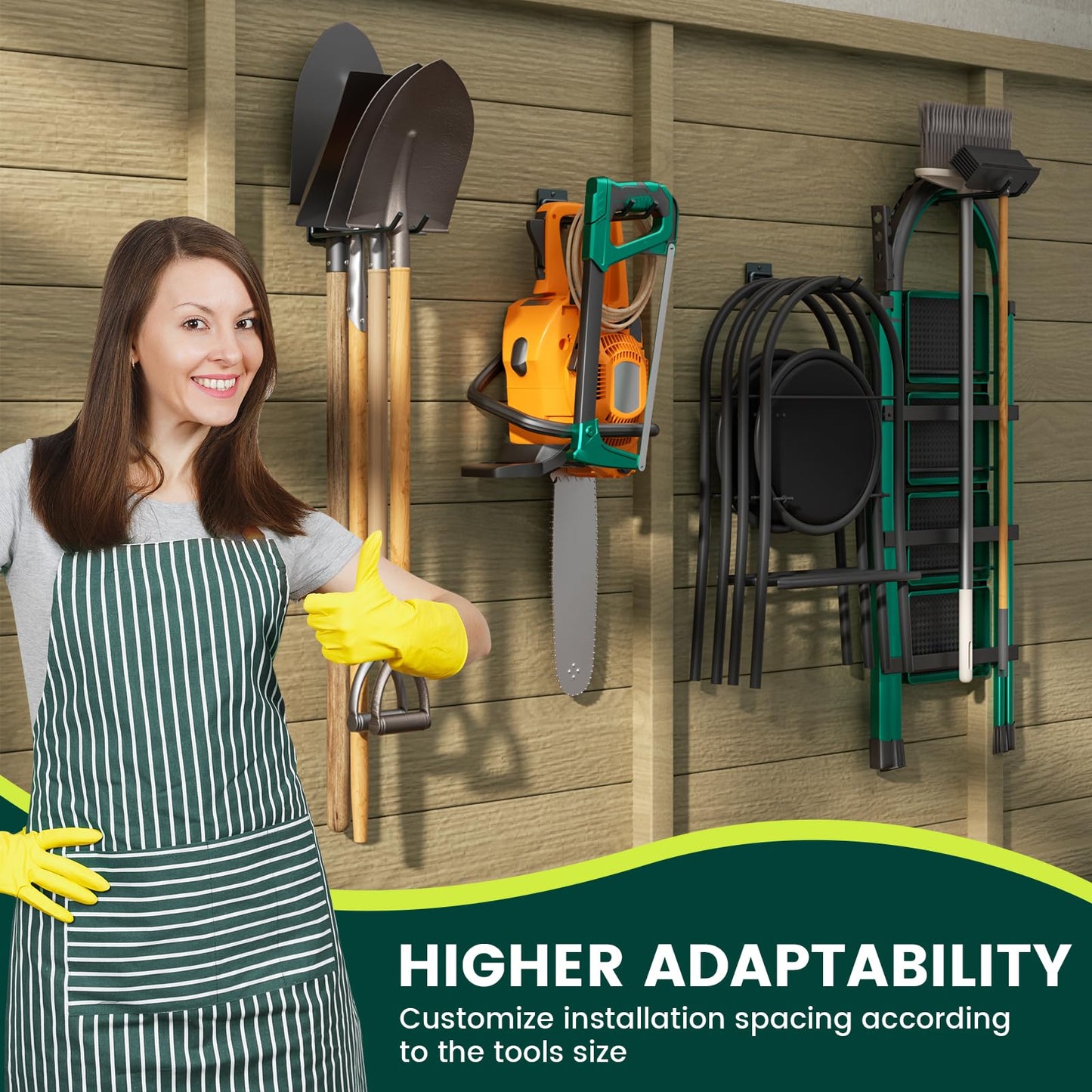 zacurter Wall Mount Garage Tool Organizer Storage Hook for Yard Shed, Garden Tool Holder Organizer Rack, Metal Garage Garden Tool Hanger for Lawn Organizer Holds Shovel,Rakes,Brooms,Hoses 4 Pack