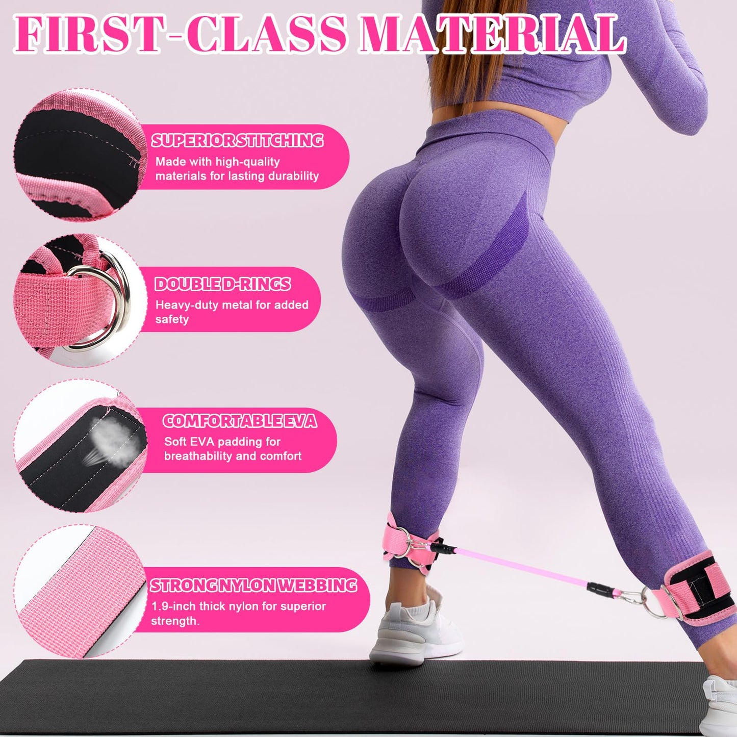 RoundFunny Pilates Ring Circle Set 15 Pcs Exercise Equipment Accessories for Women Workouts Pilates Ball Stretching Strap Gym Backpack Resistance Band Arm Stretcher for Training Body Shape
