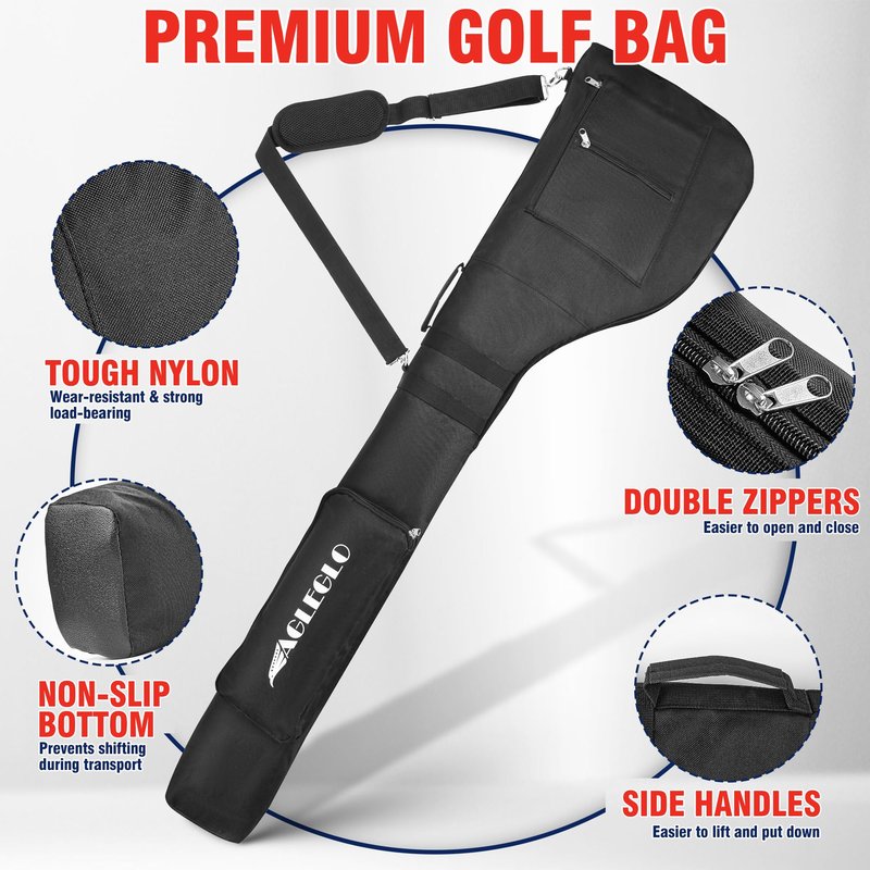 EagleGlo Golf Bag, Golf Travel Bag Foldable & Adjustable, Golf Carry Bag Holds A Full Set of Clubs, Golf Bags for 8-10 Golf Clubs, Small Golf Bag Practice Bag, Carry Golf Bags for Men, Women