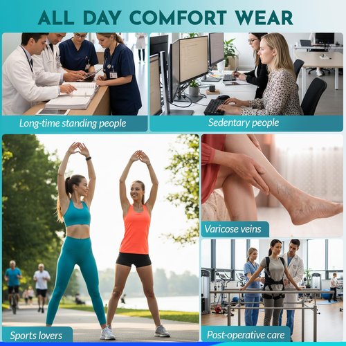 20-30mmHg Compression Pantyhose for Women Graduated Support Compression Tights Closed Toe Medical Compression Stockings High Waist Compression Leggings for Varicose Veins, Edema, DVT Black