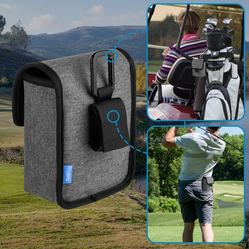 Xxerciz Golf Rangefinder Case Nylon Pouch Carrying Case Waist Bag Range Finder Protector with Carabiner, Universal Laser Range Finder Protective Storage Bag