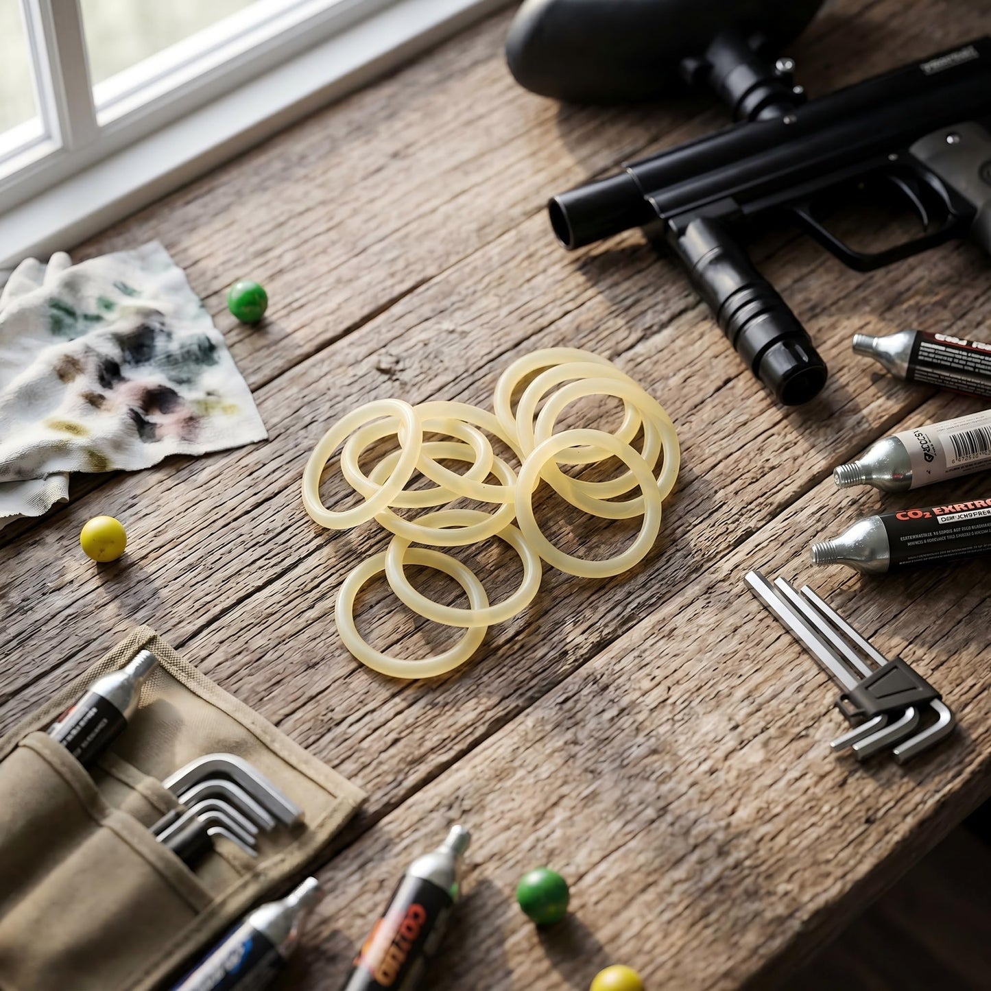Polyurethane O-Rings, 10pcs 13.8, 1.9mm High Strength Polyurethane O-Rings for Paintball Gun CO2 Air Tank (Beige)
