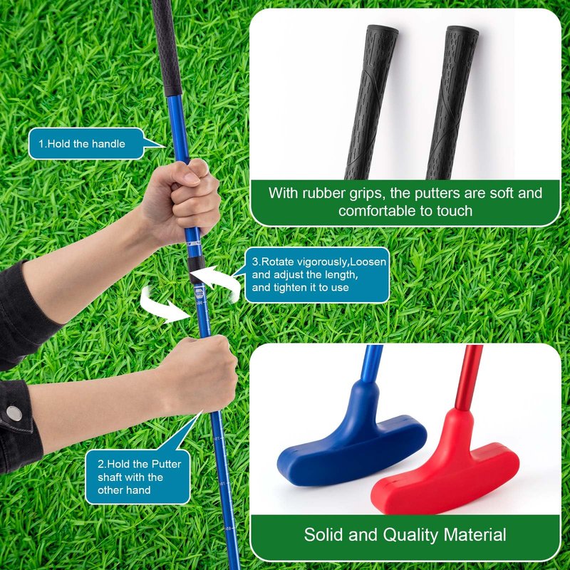 Lenwen Indoor Mini Golf Putting Set for Kids & Family Include 2 Adjustable Golf Putter for Right or Left Handed Players 10 Practice Balls 6 Putting Cup with Flags for Backyard Office Fun Game & Gift