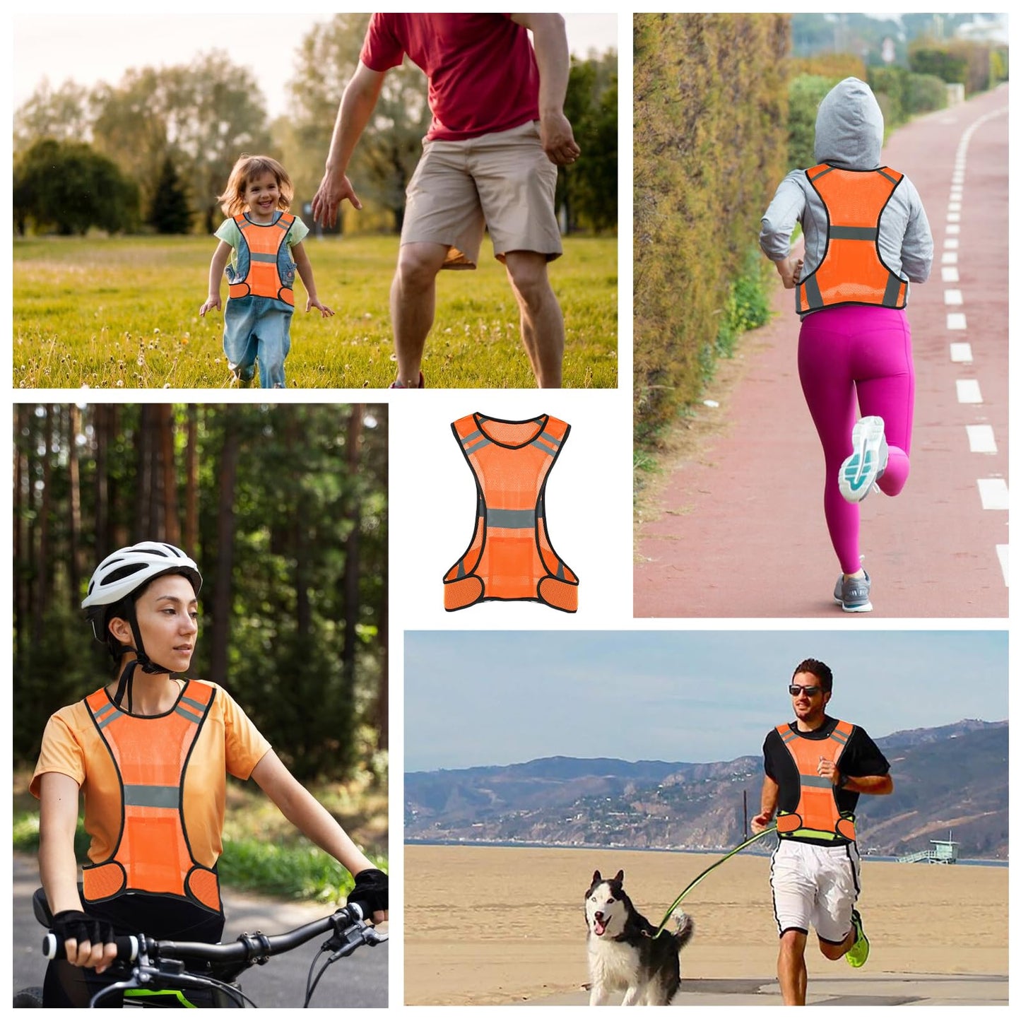 Ptwola Reflective Running Vest High Visibility Running Gear with Large Pocket Night Lightweight Reflective Safety Vest for Women Men Kids Biking Cycling Riding Walking Motorcycle Construction Workers