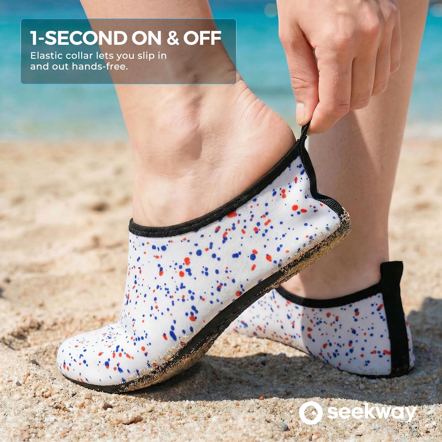 SEEKWAY Water Shoes Women Men Adult Quick-Dry Aqua Socks Barefoot Non Slip for Beach Swim River Pool Lake surf Black SK002(U)