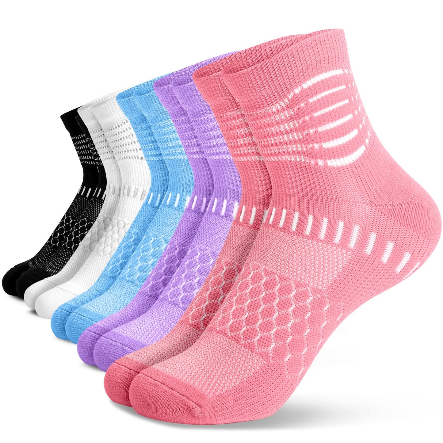 IRAMY Compression Socks for Women Men Cushioned Athletic Running Socks with Ankle Support Plantar Fasciitis Relief 5 Pairs