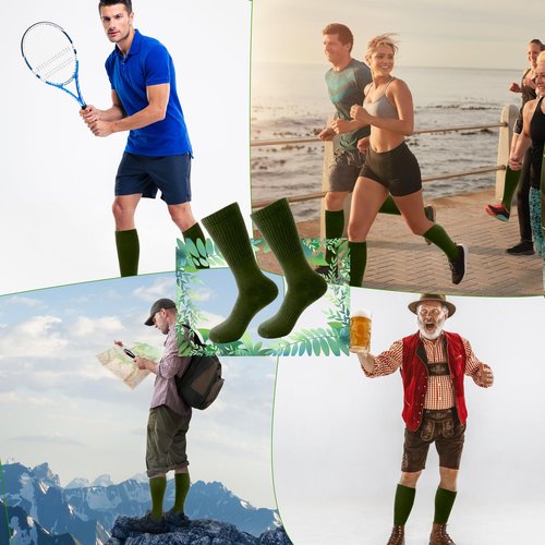 Skyebed 5 Pairs Military Green Socks Army Crew Sock Military Boot Socks for Men Women Working Outdoor (US, Alpha, One Size, Regular, Regular, Green Thickened Style)
