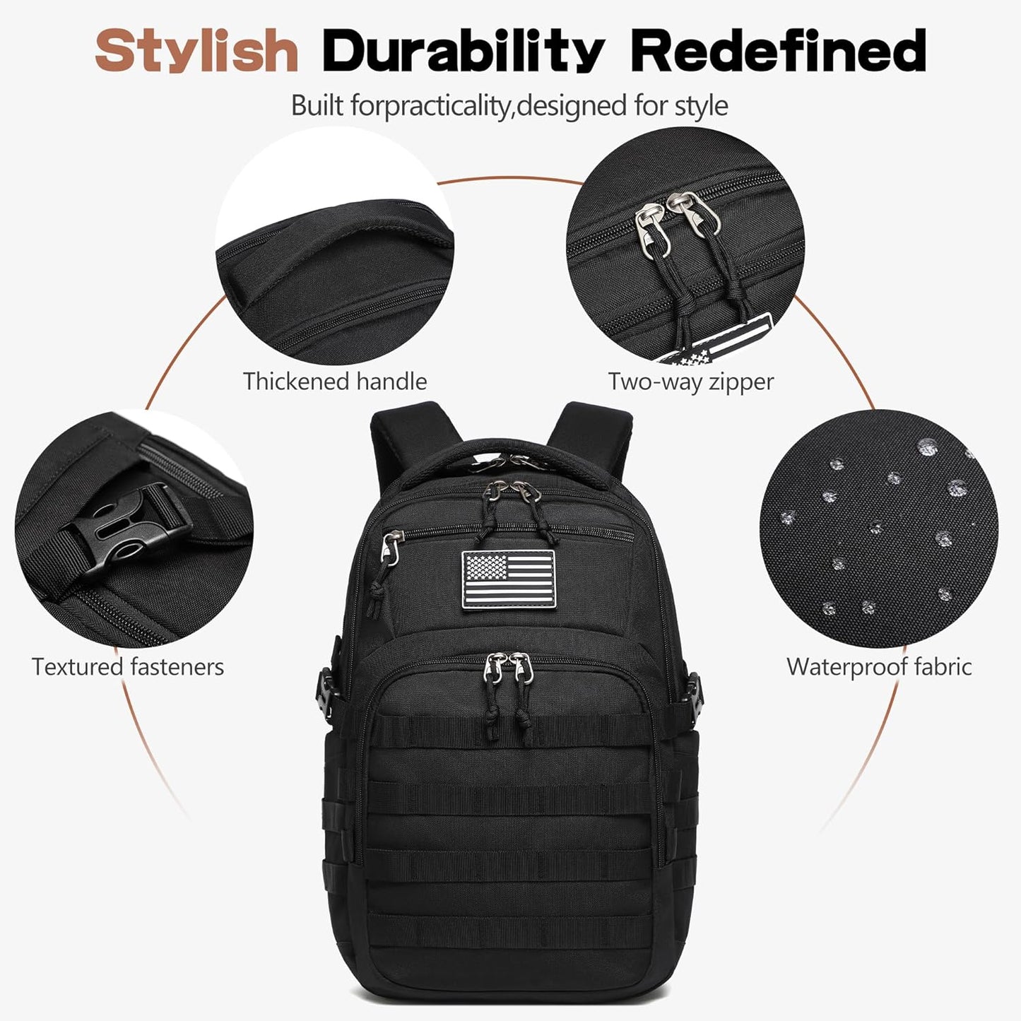 Wotony Tactical Backpack - Compact Military Assault Bag for Men | Black Color