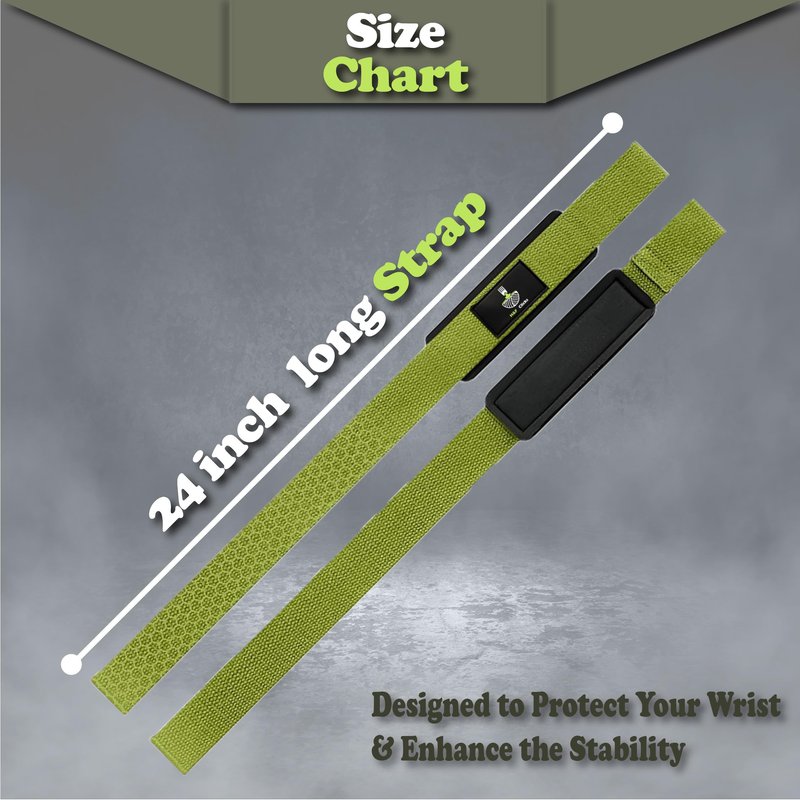 H&F Clicks Premium Lifting Straps, Deadlift Straps Gym, Neoprene Padded Heavy Duty Wrist Straps for Weightlifting, Deadlifting, Exercise, Workout & Strength Training - Gym Accessories For Women & Men. (Green)