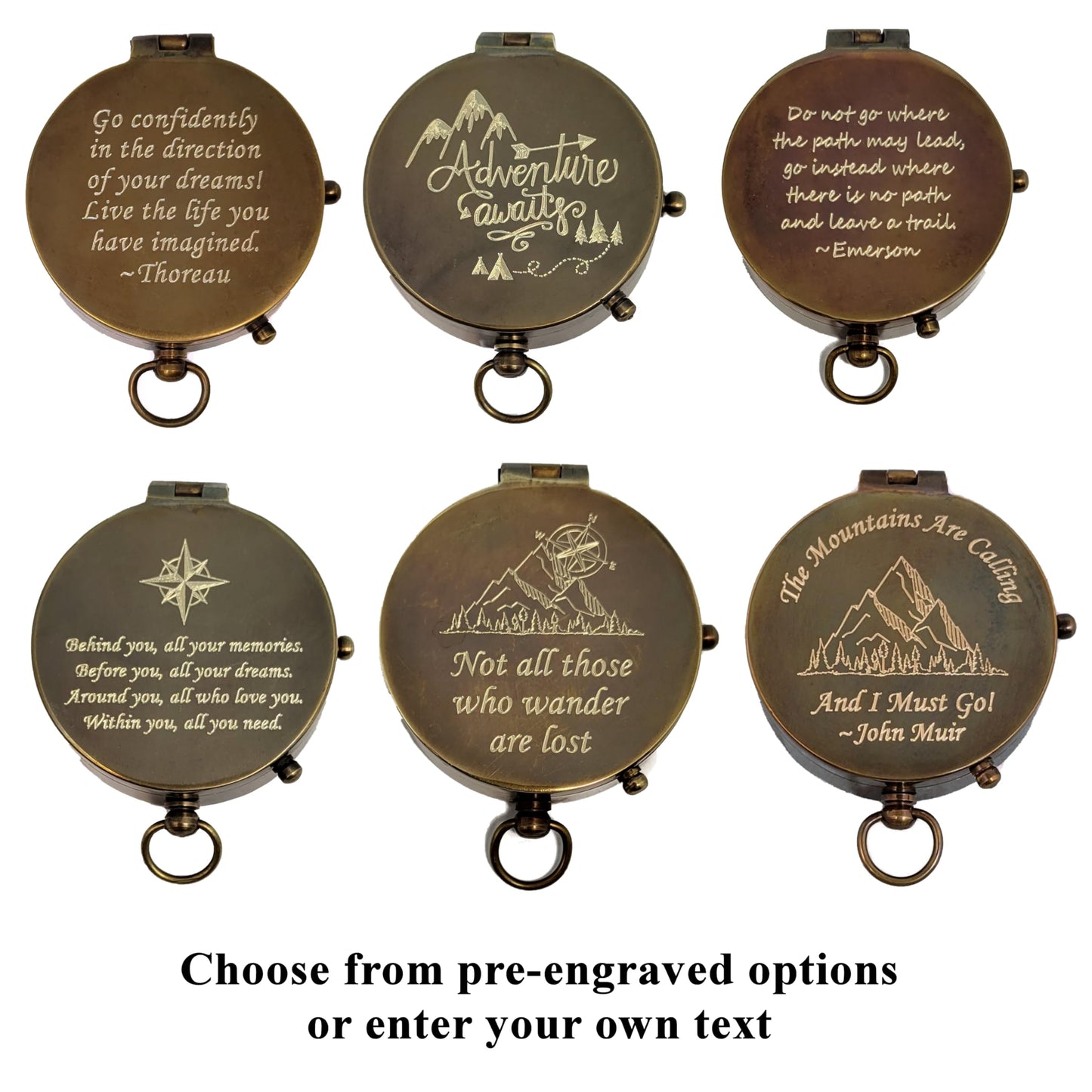 Personalized Antique Brass Pocket Compass with Custom Engraving – Engraved Compass Gift for Graduation, Father’s Day, Anniversary, Travel, or Family Heirloom – Optional Hardwood Box (Anniversary)