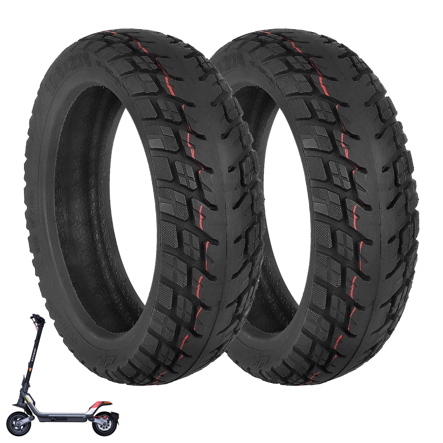 Ulip 10.5x2.75 Tubeless Tire for Segway Ninebot P65 P100 P100S P100SU Electric Scooter Thicker Tires Non-Slip Spare Wheels Scooter Accessories 2 PCS
