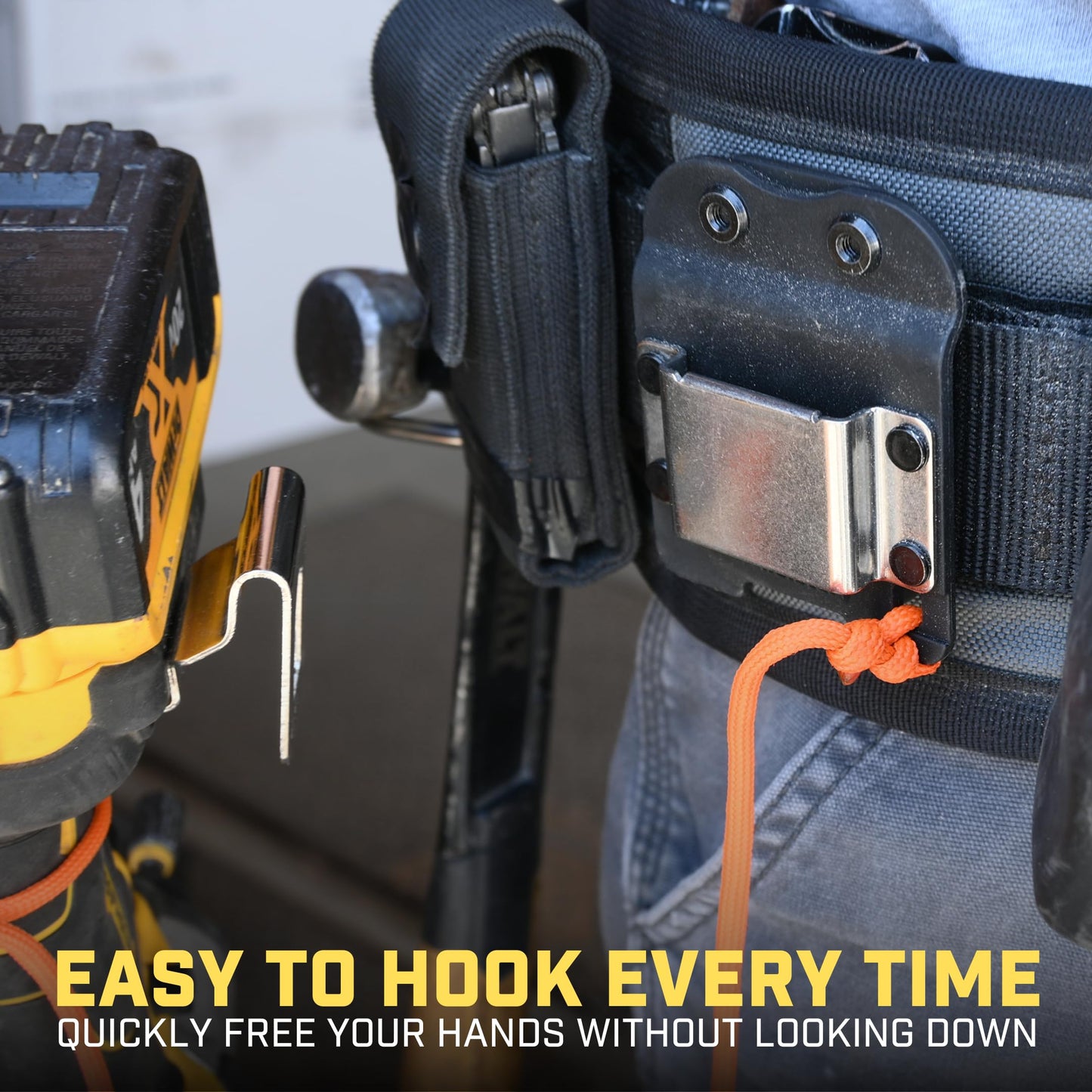 Holstery DriverMaster V2 | Clip-On Tool Belt Drill Holder - Simple Hook Holster for Cordless Drill, Impact, Nailer, Tape Measure, or Any Tools with Hanger Clips