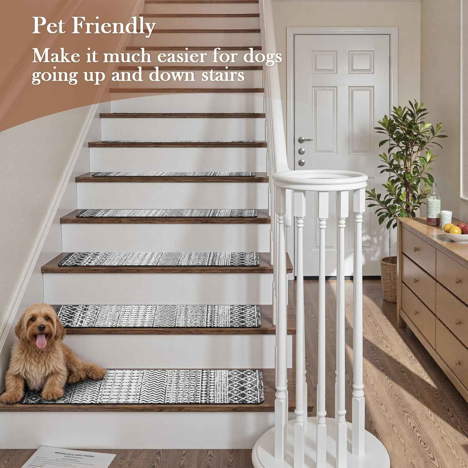 Non-Slip Stair Treads for Wooden Steps - 15 Pack 30"x8" Safety Mats for Dogs, Kids & Elders