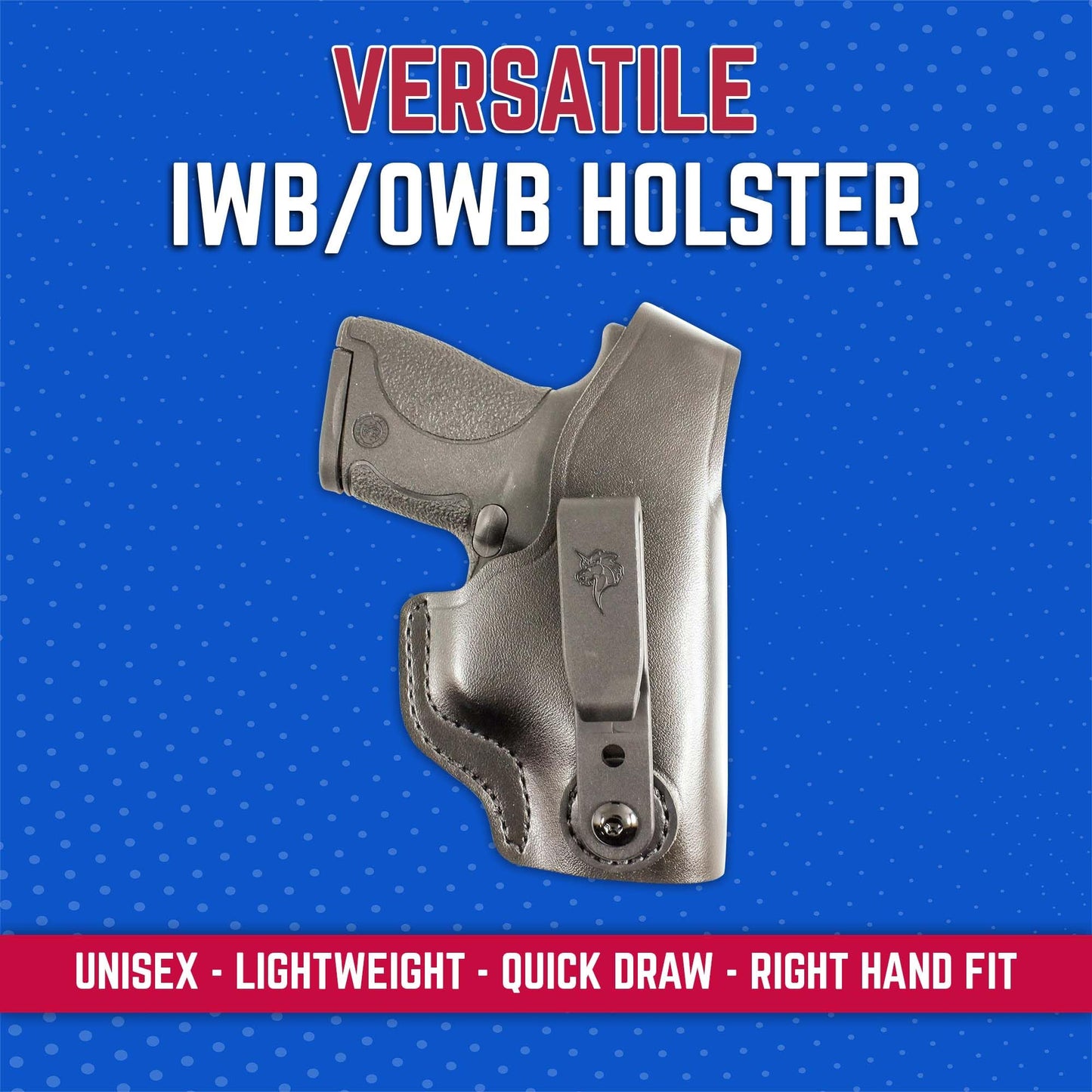 DeSantis Dual Carry II IWB/OWB Holster - IWB Holster, OWB Holster, Leather Pistol Holster, Compatible with Glock 26, Glock 27, Glock 33, Walther PPS - Right Hand Draw, Black