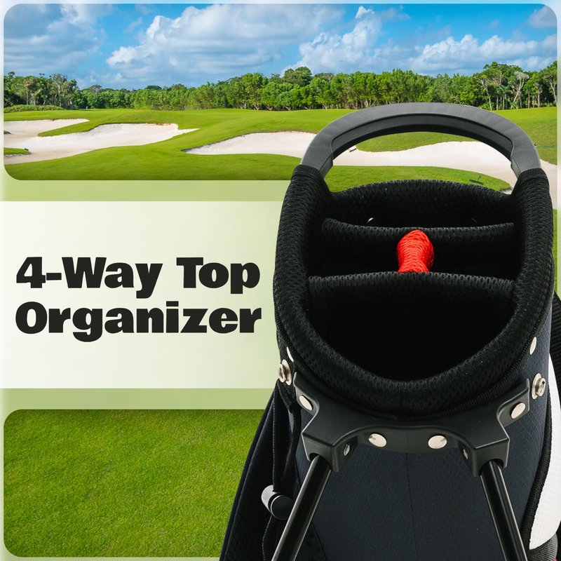 Ultra-Lite Golf Stand Bag - 3 Lbs, 4 Way Divider Portable Golf Club Carry Bag, Water-Repellent Golf Travel Case with Rain Hood, Golf Gifts for Men and Women (Navy Blue)