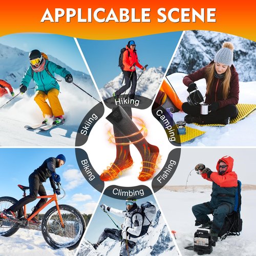 Netraty Heated Socks for Women Men, 8000mAh Rechargeable Battery Foot Warmer Hiking Socks Up to 10 Hours, APP Controlled Electric Heated Socks with 4 Heating Levels for Camping Skiing