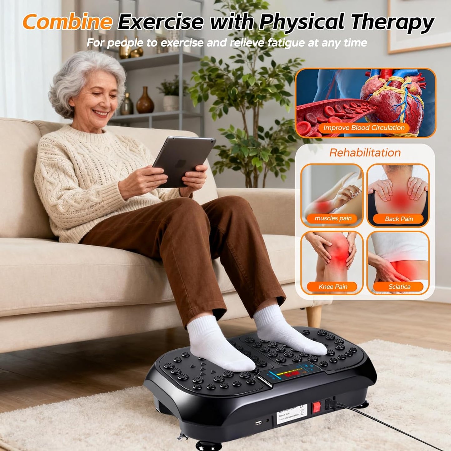 Skiennix Vibration Plate Exercise Machine - Full Body Fitness Platform for Lymphatic Drainage | Weight Loss Support