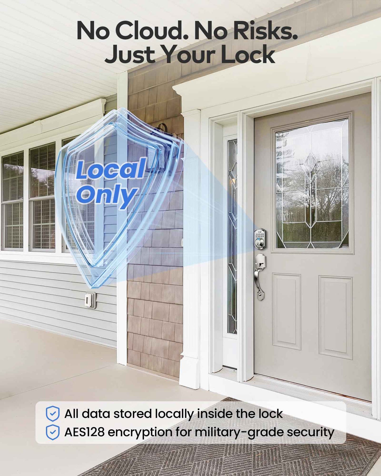 TEEHO TE012W WiFi Smart Lock, Fingerprint Door Lock with Built-in Wi-Fi, Keyless Entry Keypad Smart Deadbolt, App Remote Control, Alexa Compatible, IP55 Waterproof for Front Door – Satin Nickel