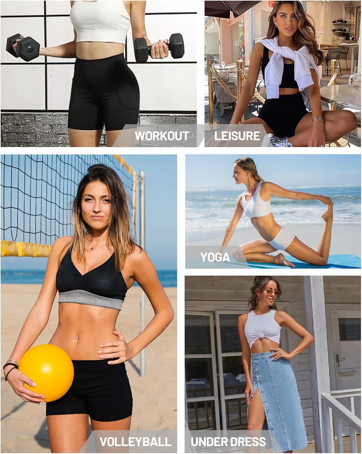 Runhit Biker Shorts for Women - High Waisted Yoga & Workout Spandex with Pockets | 8''/5''/3'' Sizes