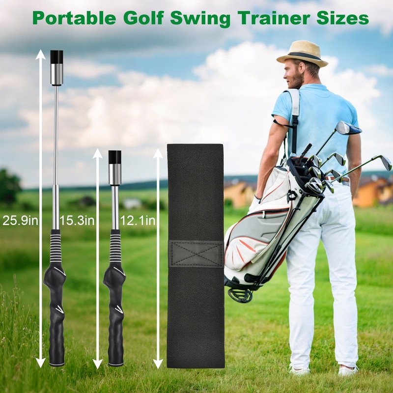 UYCCIMB Retractable Golf Swing Trainer, Portable Golf Grip Trainer Right Hand with Practice Golf Club Weights for Enhance Swing Technique, Beginners Tempo Trainer for Chipping Hitting