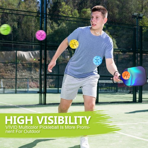 12 Pack Premium 40-Holes Colorful Outdoor Pickleball Balls, Meet USAPA Official Requirement, Perfectly Balanced, High Bounce True Flight, Durable Outdoor Pickleball Set