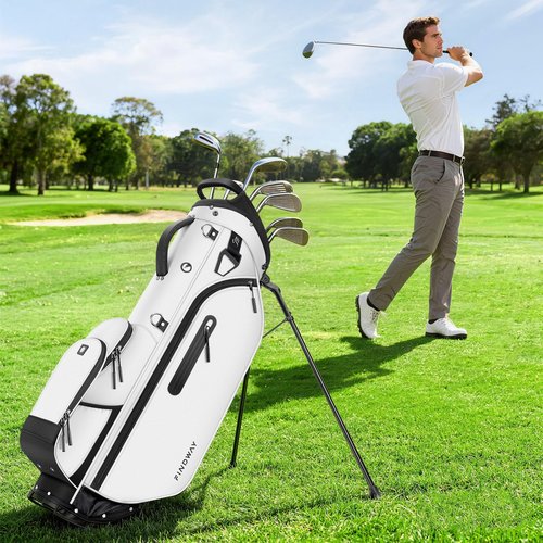 Findway 5 Way Golf Stand Bag, Lightweight Golf Bags for Men Women with Full Length Dividers Multiple Pockets Padded Dual Strap and Rain Cover Hood