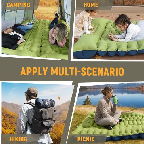 Myxslop Camping Sleeping Pad, Ultralight Camping Mat with Built-in Foot Pump, Comfortable Sleeping Mat for Backpacking, Car Traveling,Tent,and Hiking