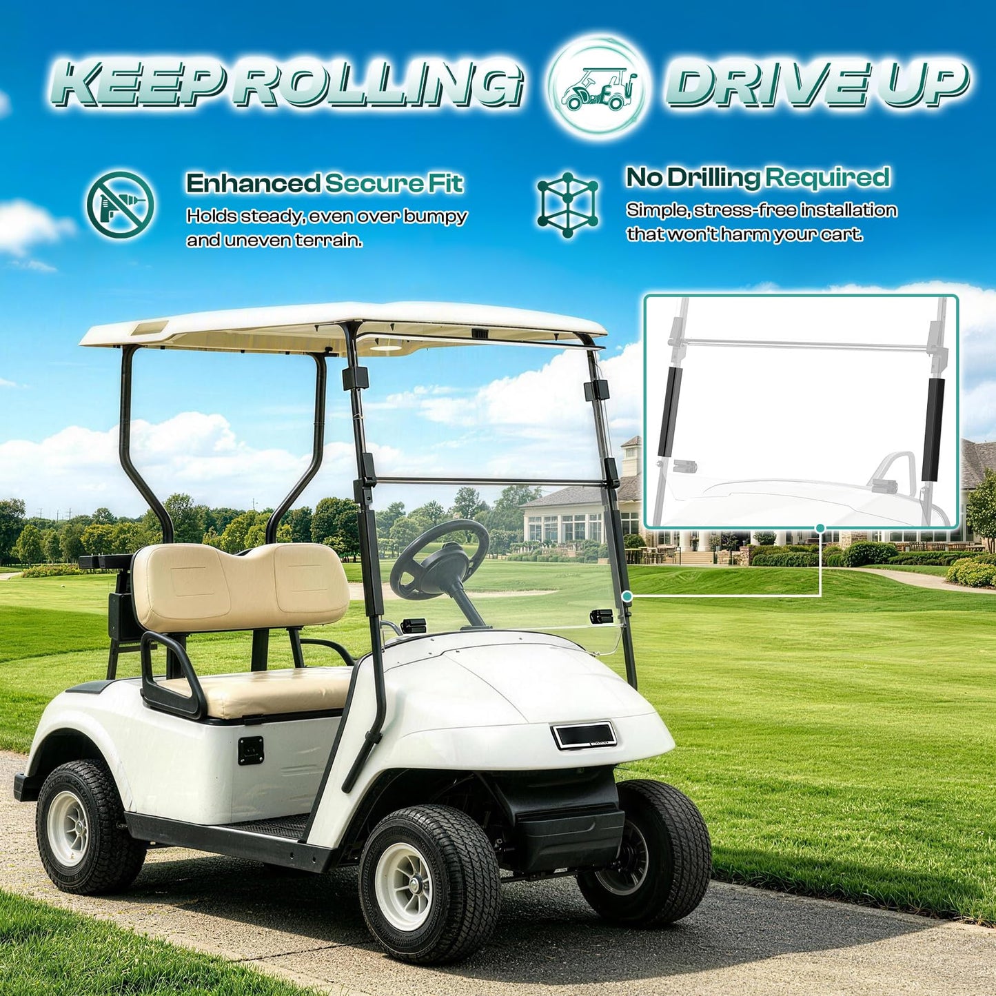 DRIVE UP Golf Cart Windshield Clips, EZGO Windshield Clips for EZGO 1994-up TXT, DCS, PDS Golf Carts, OEM EGWHC10