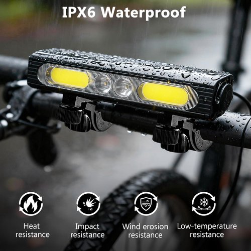 Heeykeey Bike Lights for Night Riding,1500 Lumens High&Low Beam Front Light, OLED Display USB-C Rechargeable Bicycle Lights,IPX6 Waterproof Ebike Headlight with Tail Light for MTB,Off-Road,City Riding