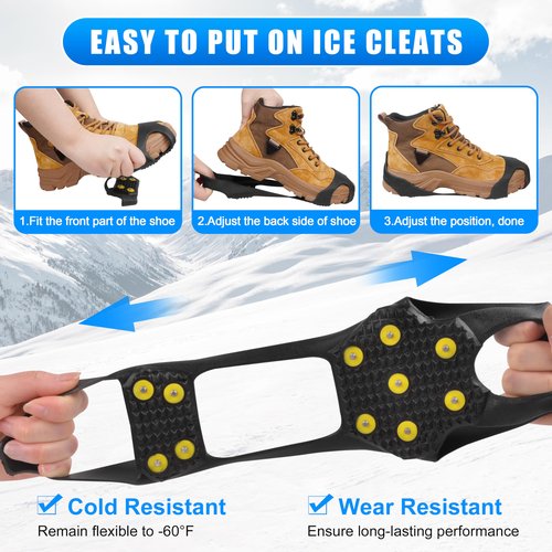 Ice Snow Cleats for Shoes and Boots Walk Traction Cleats Ice Crampon Non-Slip Overshoe for Men Women Winter Walking on Snow and Ice (11Studs, M)