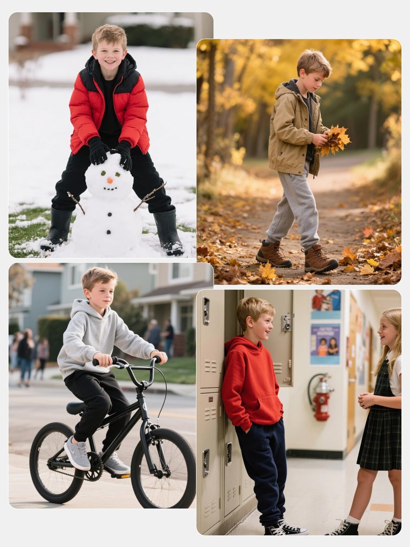 Aocku 4 Pack Boys Sweatpants Cotton Fleece Lined Boys Athletic Joggers, Active Sweat Pants with Pockets Drawstring for Kids Youth
