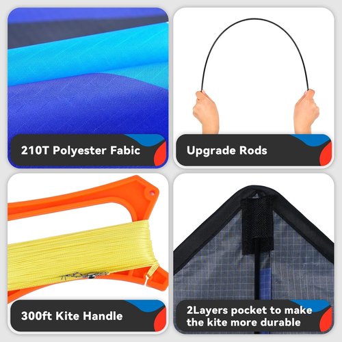 Delta Kite Set - Easy Launch for Beginners | Perfect for Beach & Park Activities - Speed Triangle, Blue