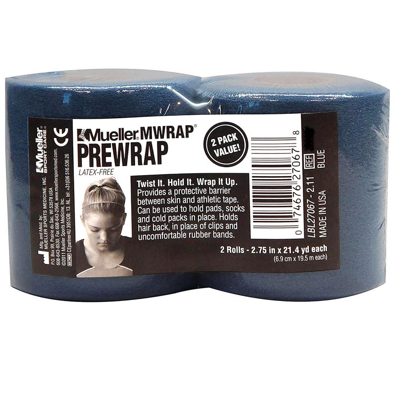 Mueller Sports Medicine MWrap, Pre Wrap, Athletic Tape Underwrap for Sports, Hair, Ankles, Wrist, Hands and Knees, Water-Resistant, Latex Free, 2.75" x 21.4 Yards Per Roll, 2 Rolls, Navy Blue