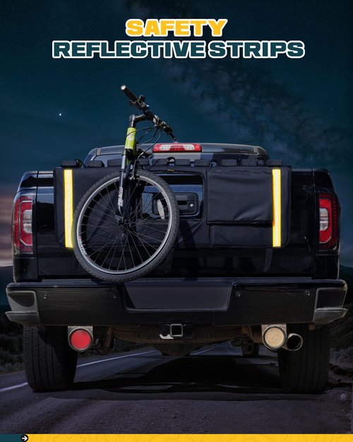 62" Heavy-Duty Truck Tailgate Bike Pad for Mountain Bikes, BMX, Ebikes & More | Truck Tailgate Cover with Reflective Strips & Tool Pockets | Fits Full-Size Trucks, Carries 5 Bikes