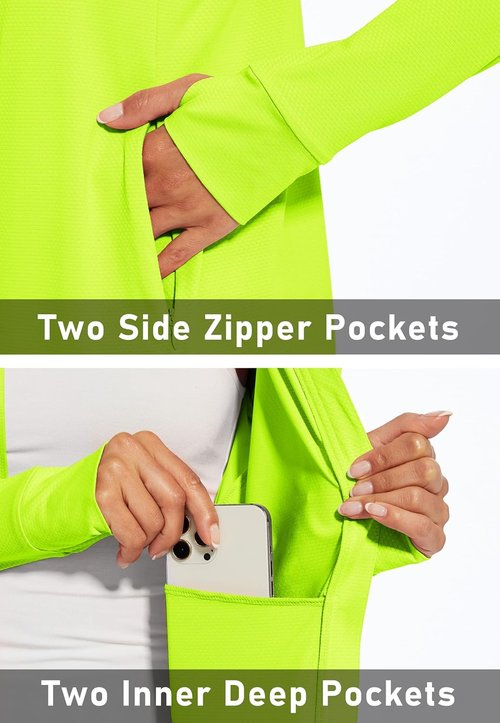 MAGCOMSEN Women's Lightweight Athletic Jacket - UPF 50+ Sun Protection, Full Zip, Long Sleeve, Hiking | Outdoor Pockets