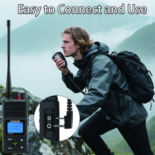 SAMCOM IP67 Waterproof Speaker Mic for Two Way Radios,SCSP05 Heavy Duty Handheld Shoulder Mic with 3.5mm Earpiece Jack, 2 Pin K Head for FPCN30A Walkie Talkies