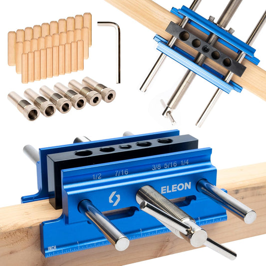 Self-Centering Dowel Jig with Elongated Jaws & Wide Clamp - Durable Aluminum Alloy Woodworking Tool