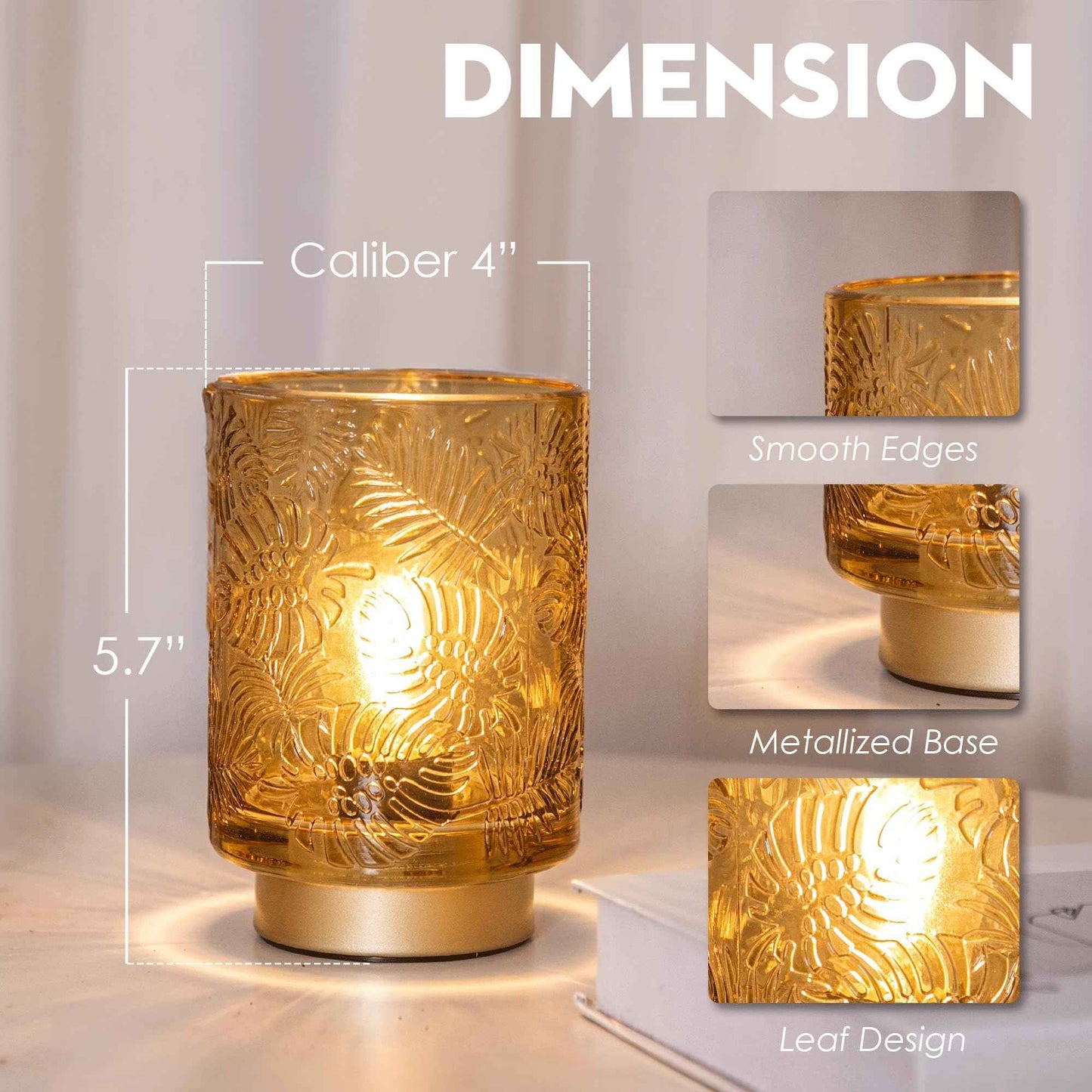 ULAROOM Small Battery Operated Lamp-Portable Cordless Table Lamp with LED Bulb for New Home Decor Gift,Wireless Battery Powered Desk Lamp for Bedroom Living Room Decor Aesthetic Golden Amber