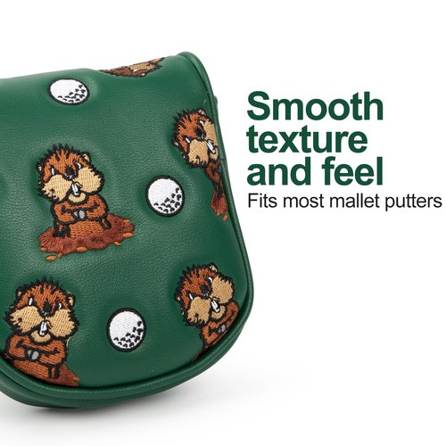 Golf Mallet Putter Cover for DF3 Center Shafted Putter Head Cover Mallet Putter Headcover Magnetic Synthetic Leather Mallet Putter Cover Club Protective Case for Men (Putting Man)