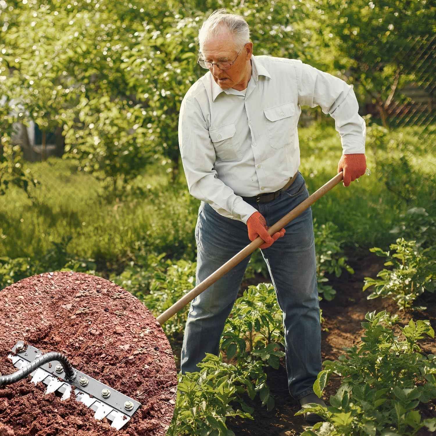 2025 New Gardening Hand Weeder Tool，Gardenia Iron Weeding Rake ，Manual Weeder Tool with Detachable Blades，Tool for Effortless Weed Removal， Flower Beds & Vegetable Patches (No Wooden Handle)