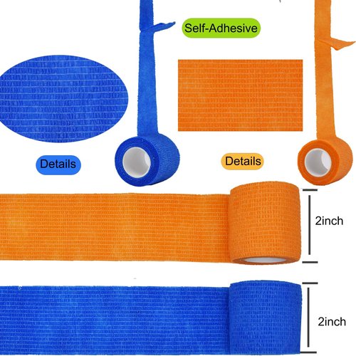 TGANNYOCR 40 Rolls Self Adhesive Bandage Wrap Bulk Breathable Athletic Tape Elastic Cohesive Bandage Adhesive Wrap Roll for Sports Wrist Ankle, 2 Inch x 5 Yard (Multi Colors)