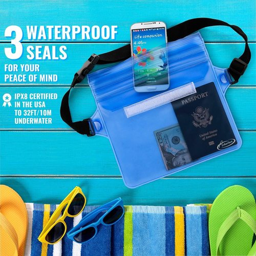AiRunTech Clear Waterproof Fanny Pack - Essential Beach & Cruise Accessory | Fits Phone, Passport & Wallet