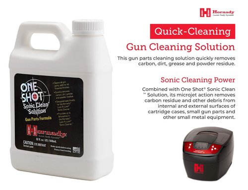 Hornady One Shot Sonic Clean Solution, 1 Quart – Gun Cleaner Solution, Clean All Gun Parts Safely and Quickly – Designed for Use with Hornady Lock-N-Load Sonic Cleaners – Item 043360