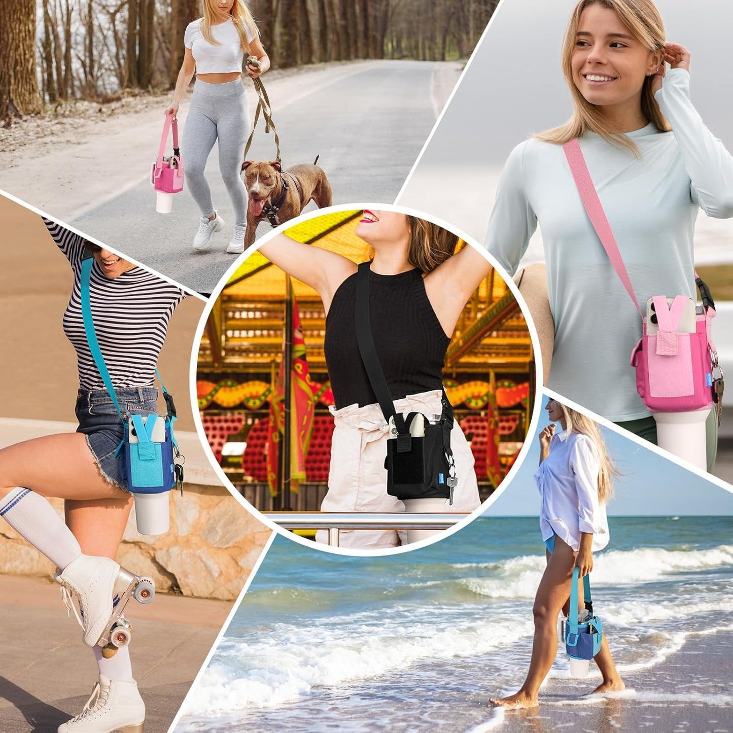 Xxerciz Carrier Bag - Crossbody Tumbler Bag for Stanley 40 oz with Phone Holder & Adjustable Strap