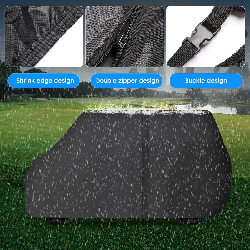 SaolGllS Golf Cart Cover for 4 Passenger, Heavy Duty 420D Waterproof Golf Cart Accessories, Fits EZGO Club Car Yamaha with Extended Roof, Windproof UV Protection Golf Cart Covers,Black