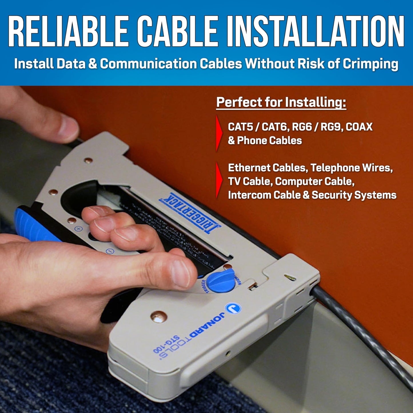 Jonard Tools STG-1456I TriggerTack 1/4" x 5/16" Insulated Cable Staples - Fits Cables Up to 5/16" (8 mm) Diameter, Corrosion-Resistant Steel for Coax, Ethernet, CAT5/CAT6-300 Pack